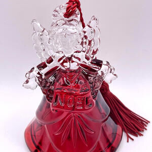 Marquis Waterford Crystal Noel Angel‎ Bell Christmas Ornament Red Clear